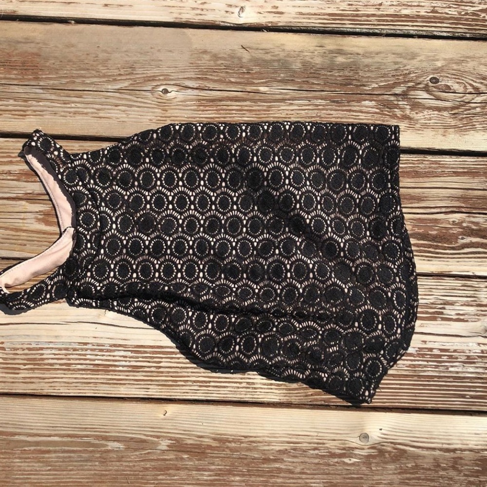 Black lace crop top